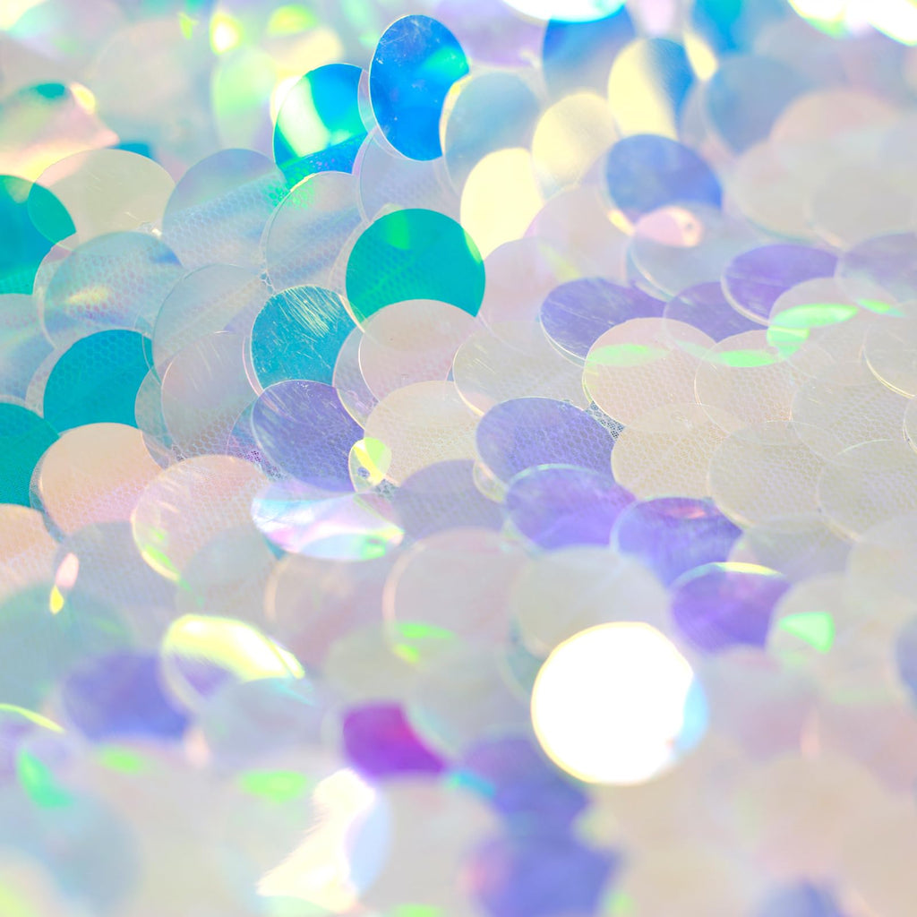 VHH Mermaid Party Table Runner, 12 x 84 inches Sequin Table Runners , Glitter Holographic Mermaid Tail Colorful Sequin Table Cover for Ocean Birthday Party (6 Pack).