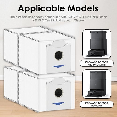 (12 Pack) N30 Omni Replacement Dust Bags Compatible With ECOVACS DEEBOT N30 Omni / N30 Pro Omni Robot Vacuum Cleaner, With Activated Carbon Filter Layer, Canister Bags, Disposable Bags
