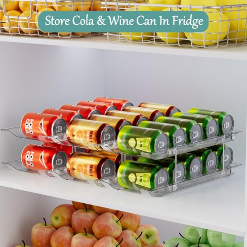 VEGEVIGI Can Storage Organizer for Pantry, Can Holders For Pantry, Canned Goods Food Dispenser, Clear Plastic Soup Can Shelf Rack, 3 Ties