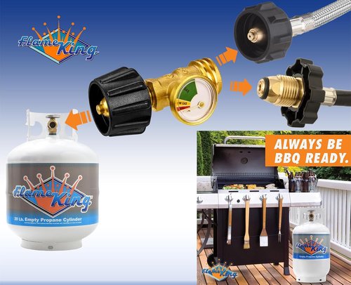 Flame King Propane Tank Gauge - Color-Coded Leak Detector & Pressure Meter | Universal Fit for BBQ, RV, Heater
