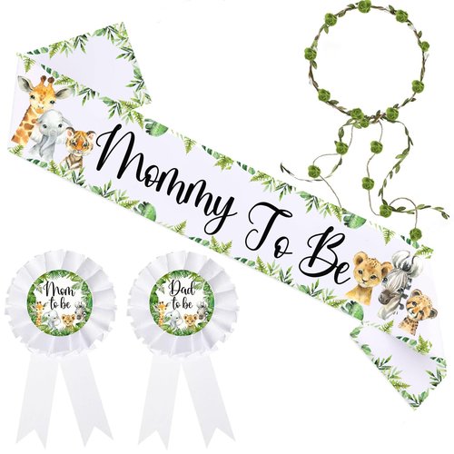Safari Mom to Be Sash for Baby Shower Decorations Jungle Animals Baby Shower Sash for Gender Reveal Party