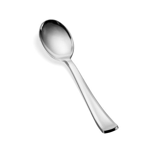 150 Silver Plastic Silverware Set - Disposable Flatware Cutlery - 50 Forks, 50 Spoons, 50 Knives - Heavy Duty Party Bulk