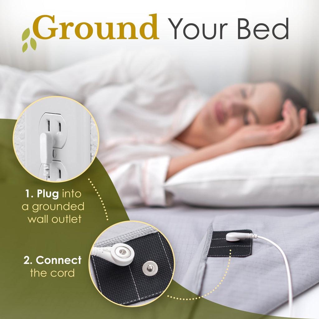Grounding Sheets Twin Size - Grey Earthing Sheets for Natural Sleep Enhancer - 90% Organic Cotton + 10% Silver Fiber Fitted Grounding Bed Sheets with Grounding Cord - Experience Ultimate Relaxation