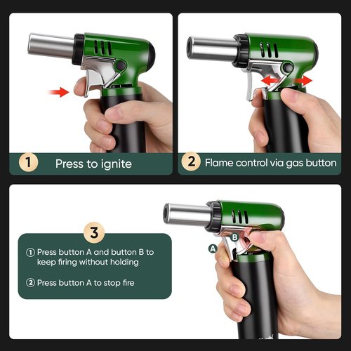 KOACKL Refillable Butane Torch - Adjustable Flame with Fuel Gauge & Safety Lock - Ideal for Welding & Resin Art