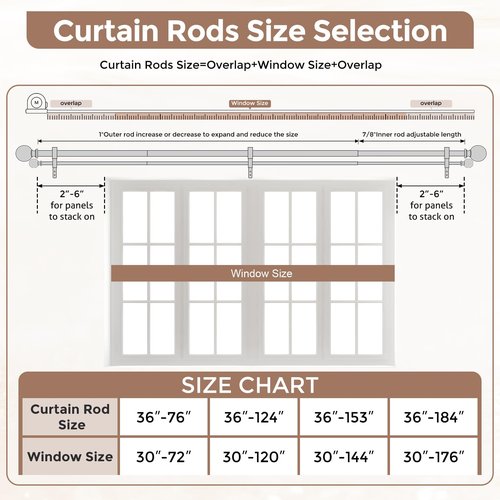 Wolistsa Double Curtain Rod, Boho Wood Decorative Long Dual Curtain Rods for Windows 84 to 120 Inch, 1" Adjustable Heavy Duty Double Rod, Handmade Imitation Weathered Wood Grain Leaf Finial Design