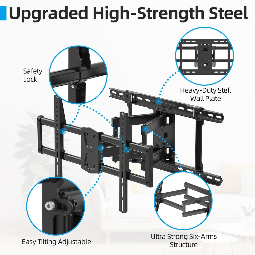 USX STAR Full Motion TV Wall Mount - Adjustable Swivel & Tilt for 42-86 Inch TVs, Max VESA 600x400mm, 110 LBS Capacity