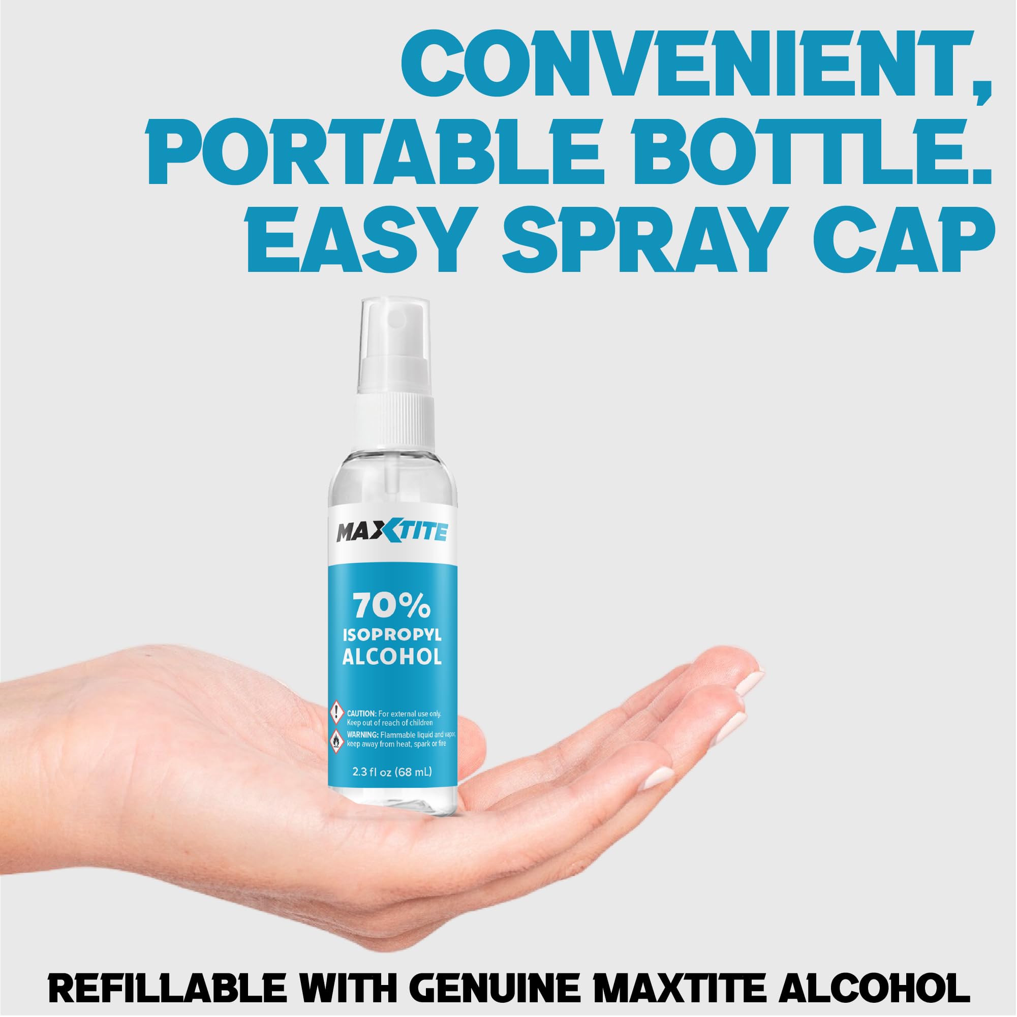 MaxTite 70% Isopropyl Alcohol - 2.3 fl oz Spray, 2 Pack - Made in The USA