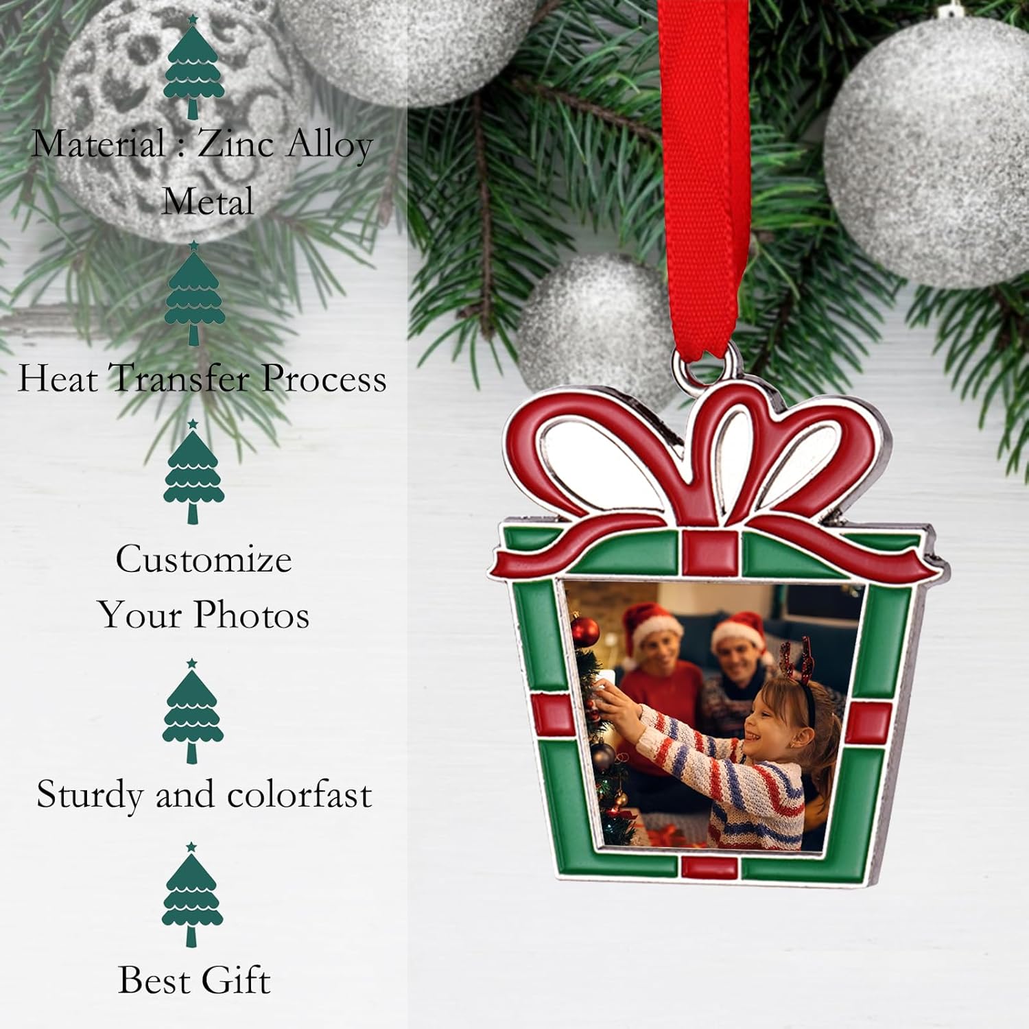 Personalized Christmas Ornaments 2025 | Custom Metal Tree Decor with Photo & Text - Perfect Gift