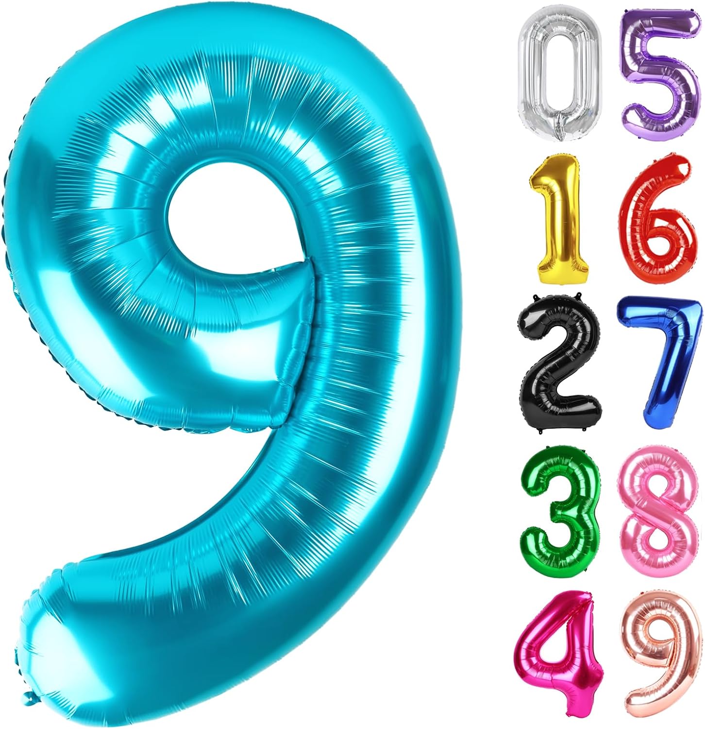Number 9 Balloon by [Brand Name] - 40 Inch Light Blue Giant Foil Balloon for 9th Birthday Party Decorations