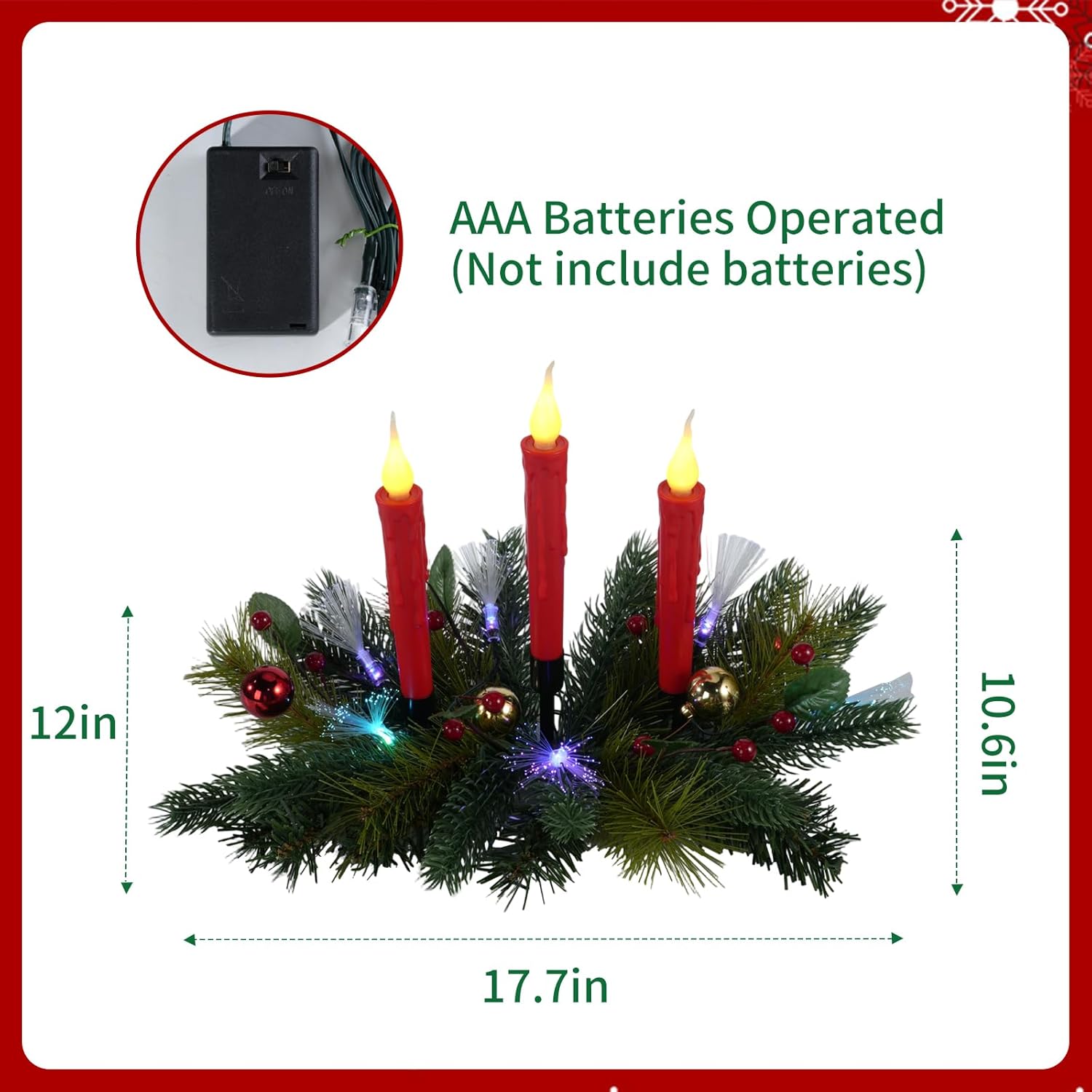 Aokudoni Christmas Table Centerpieces - Artificial Pine Branches, Berries & Candles for Indoor Decor
