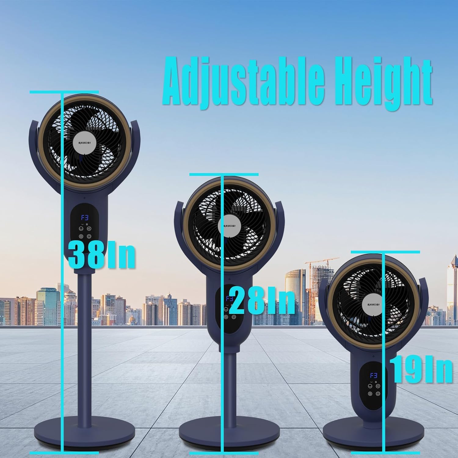 Skiennix Oscillating Tower Fan - 90° Auto Cooling Pedestal Fan for Bedroom & Office | Blue, 100ft Range