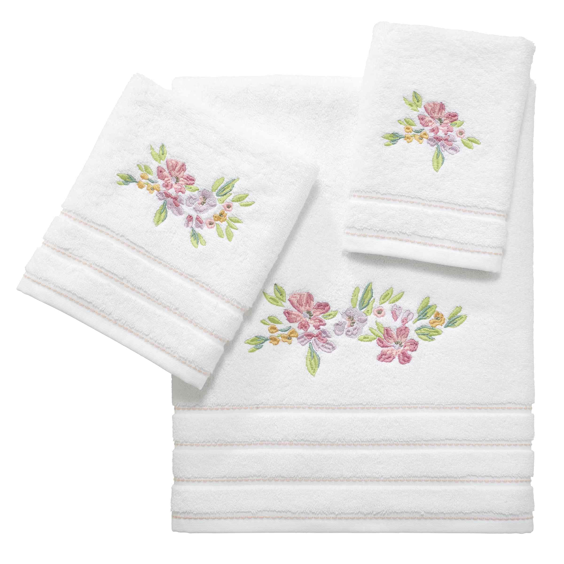 Izod - Fingertip Towels, 100% Soft & Absorbent Cotton Towel, Floral Home Decor, Set of 2 (Catalina)