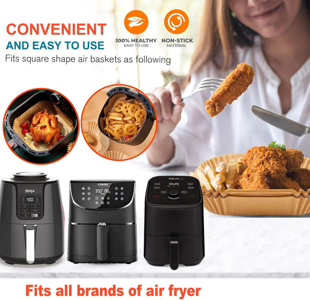 Skiennix 9-Inch Air Fryer Liners - 125 Pcs Non-Stick Parchment Paper for 5QT, 6QT, 8QT Frying & Baking