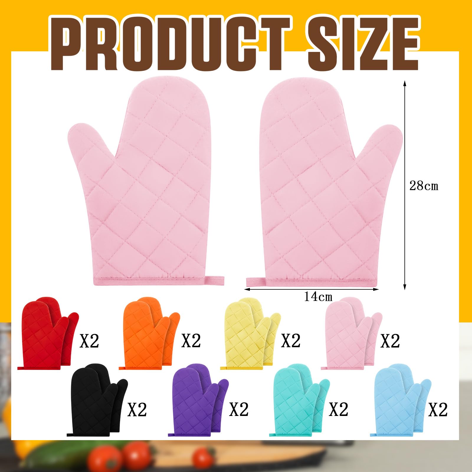 Dandat 16 Pairs Oven Mitts Quilted Terry Cloth Lining Extra Long Heat Resistant Kitchen Glove Christmas Cotton Microwave Baking Glove for Reliable Flexible Cooking Grille BBQ, 11 Inch, 8 Colors