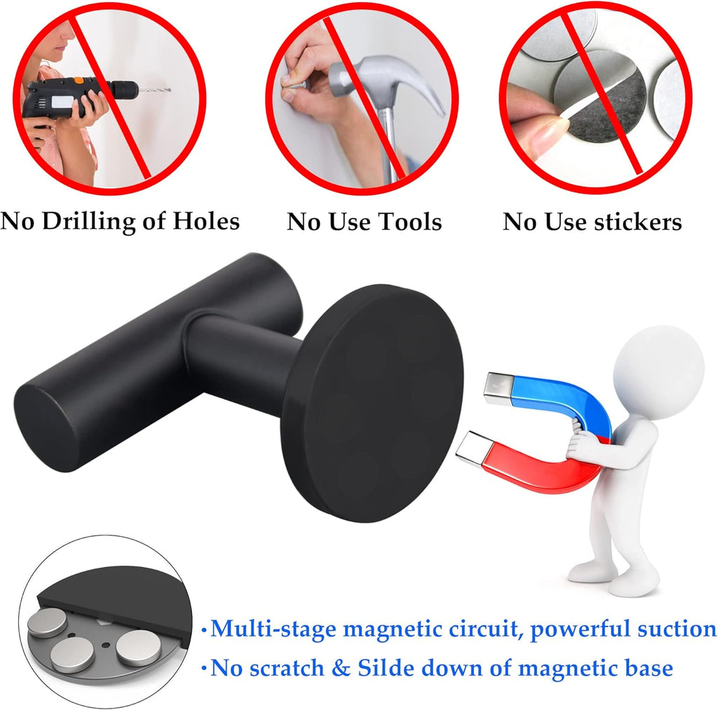 ULIBERMAGNET Strong Magnetic Coat Hooks - Heavy Duty Rubber Coated Neodymium Magnet for Metal Surfaces | Ideal for Towels, Coats, Bags, and Umbrellas
