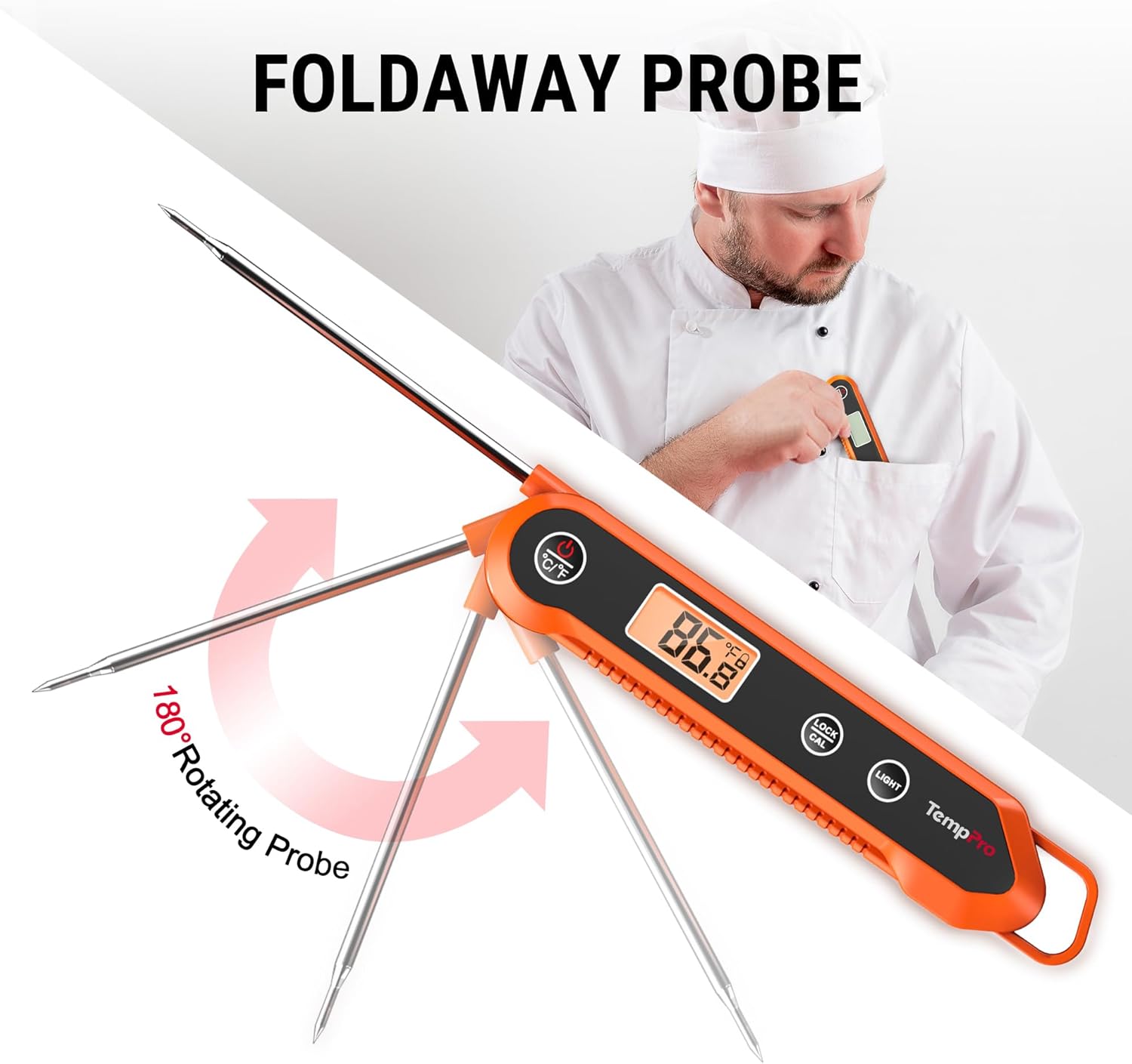 TempPro Digital Instant Read Meat Thermometer - Waterproof Kitchen Tool with Calibration & Backlight