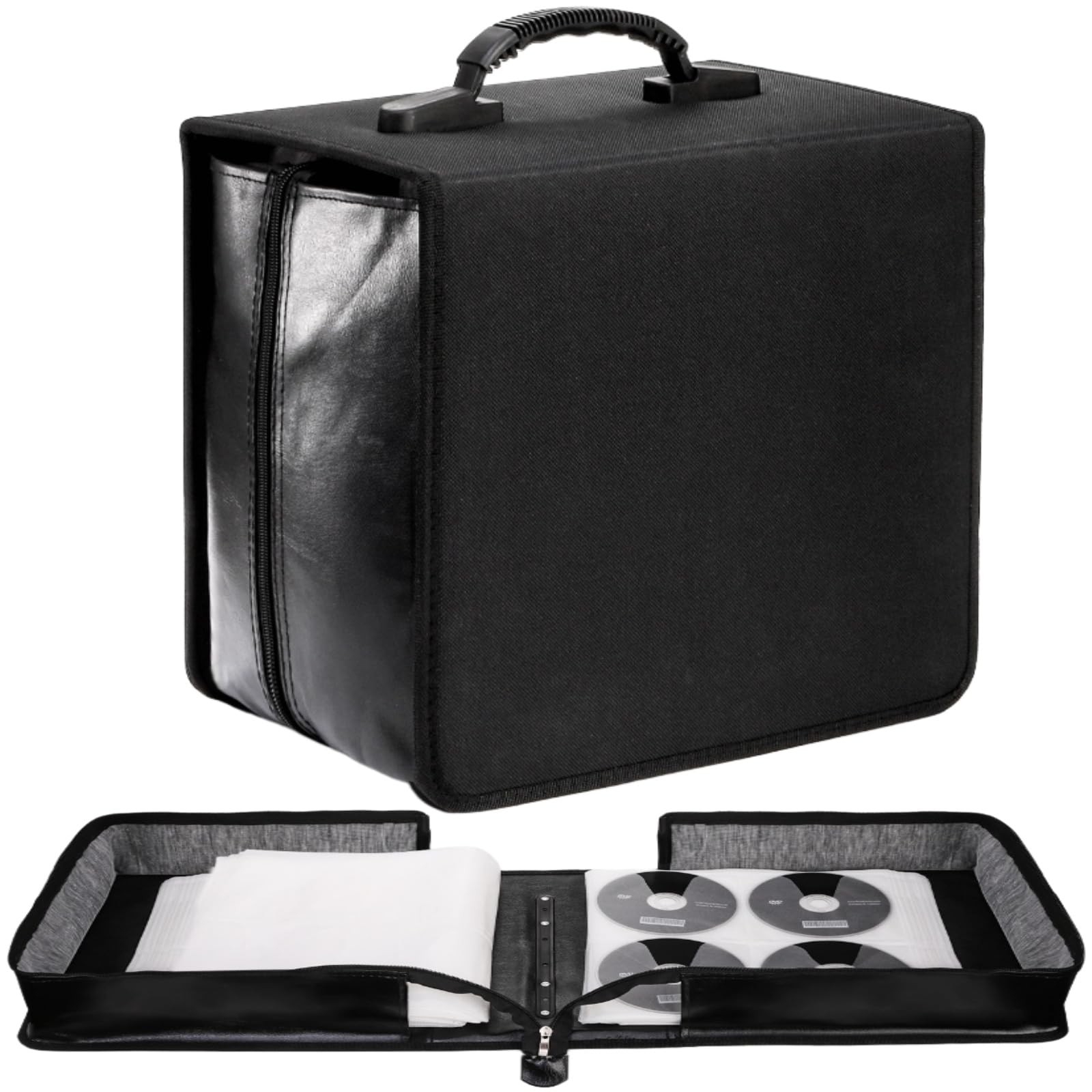 Acshio CD DVD Case Holder, 520 Capacity CD Binder DVD Storage Holder with Zipper, Portable Large Card Media Wallet Storage Booklet Album Box for Home Office Travel Car