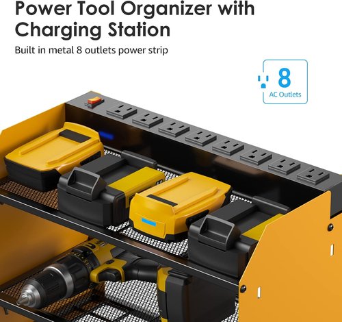 CCCEI Modular Power Tool Organizer - Wall Mount Charging Station & Heavy Duty Rack | Yellow, 2 Pack