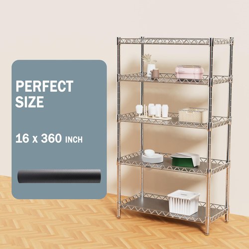 FLPMIX Thick Pantry Shelf Liner 16 inch Wide: Standard Size (16 by 360 Inch) Wire Shelf Liner - Waterproof, Heavy Duty, Easy to Cut, Plastic Kitchen Drawer Liner, Transparent Grey