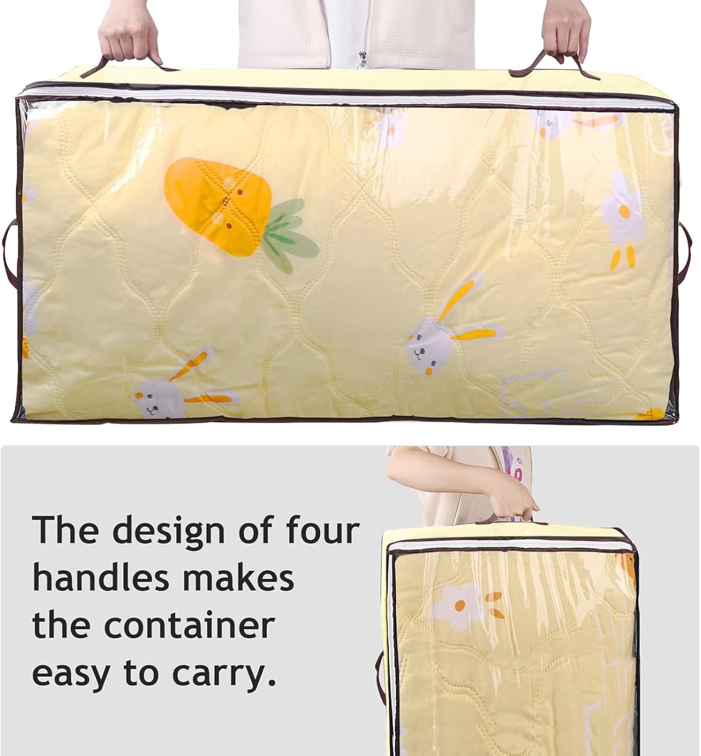 90L Under Bed Storage Containers - Clear Window Organizers for Toys & Clothing | 2 Pack Beige