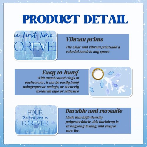 Frozen Four The First Time in Forever Birthday Backdrop Frozen 4th Birthday Party Decorations Kids 4th Birthday Party Photo Background, 7 * 5Ft