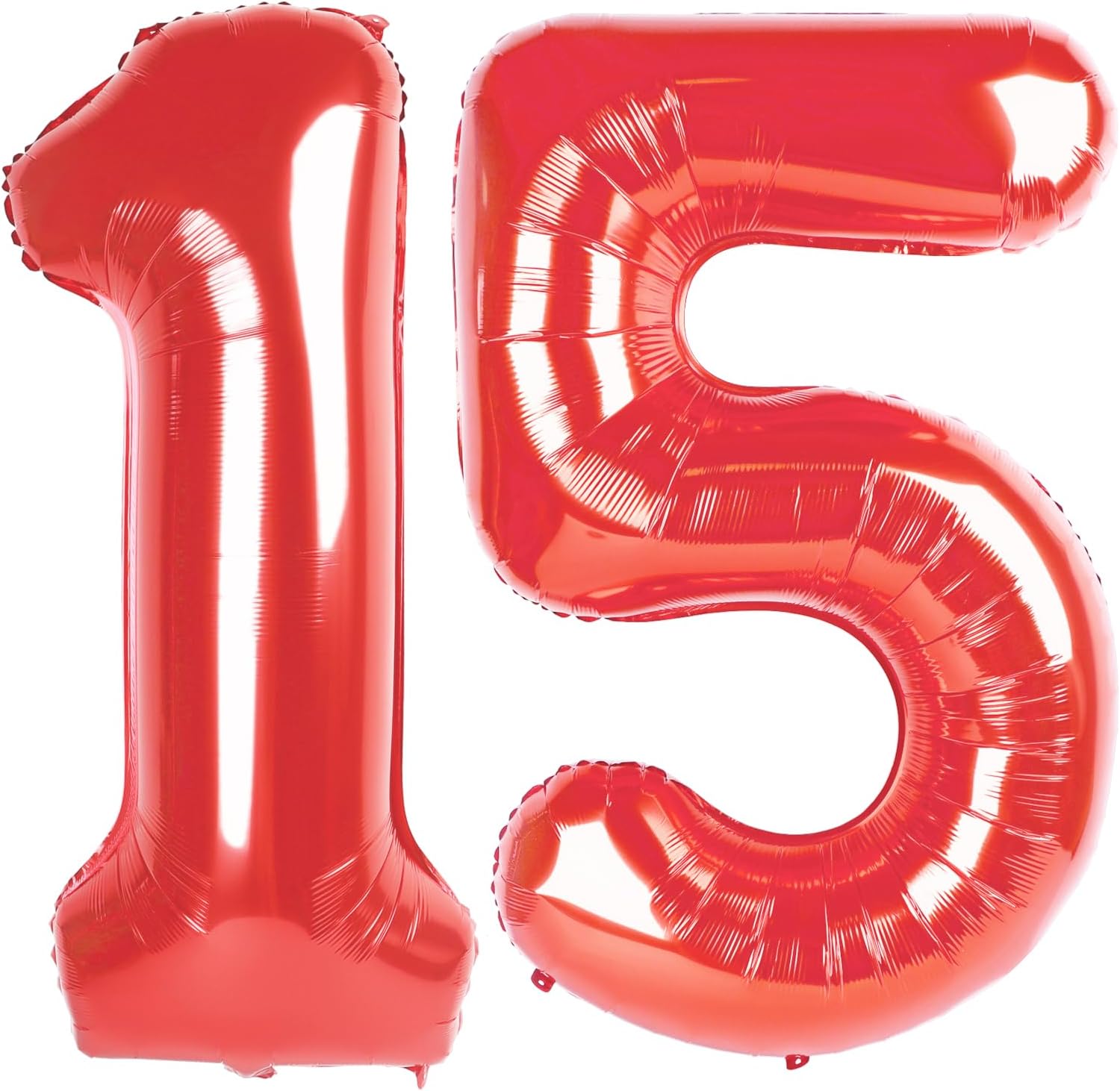 Number 15 Balloons - 40 Inch Red Foil Balloons for 15th Birthday & Anniversary Celebrations