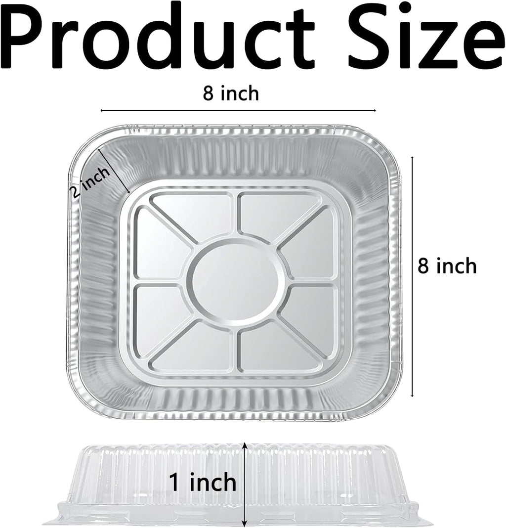 Aluminum Foil Pans - 20 Pack 8x8 Inch Disposable Baking Trays with Lids for Takeout & Catering