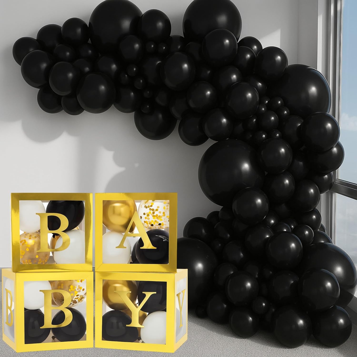 Vellax™ Balloon Garland Arch Kit - 146 Pcs Black Balloons for Baby Shower, Birthday & Wedding Decor