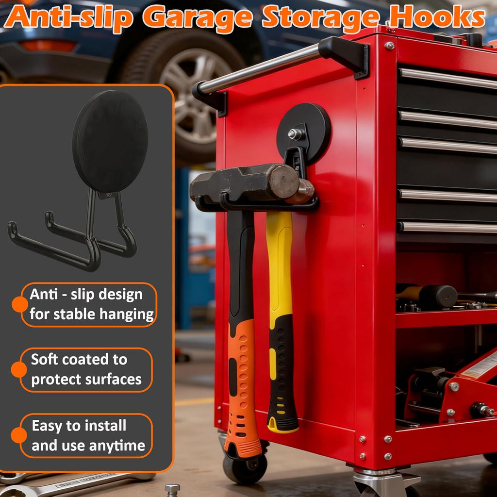 MUTUACTOR Heavy-Duty Magnetic Hooks - 40lbs Anti-Scratch Strength | 2-Pack for Garage Organization