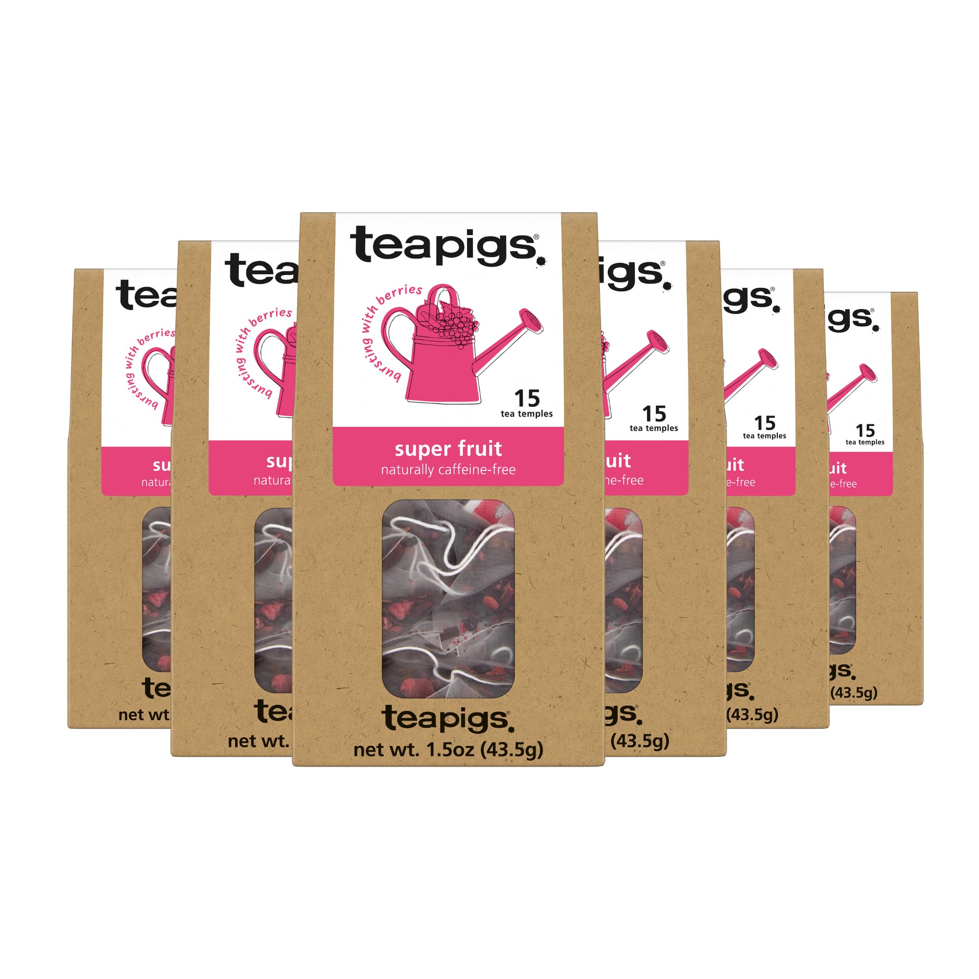 Teapigs Super Fruit Tea, Caffeine Free, Vegan, 15 Bags (Pack Of 6)