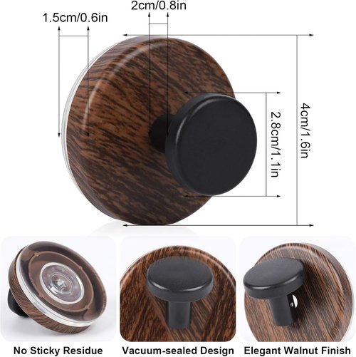 Heavy Duty Wreath Hanger by [Brand Name] - Versatile Suction Cup Hooks for Front Door & Windows | Walnut, 2-Pack