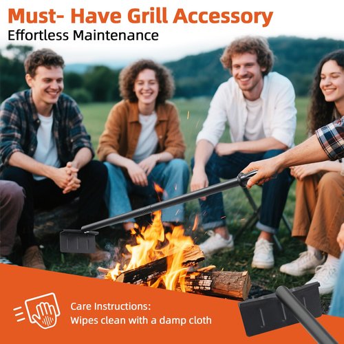 BBQ Charcoal Rake, 29 Inch Grill Ash Removal Rake for Fireplace Wood Stove Pizza Oven, Metal BBQ Cleaner Poker Scraper, Heavy Duty Barbecue Grilling Utensils Tool for Smoker,Ceramic, Kamado