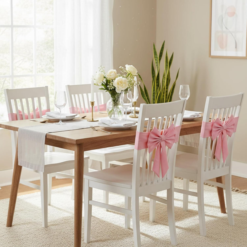Skiennix Spandex Chair Sashes - 10 Pcs Elastic Chair Bows for Weddings & Events | Pink