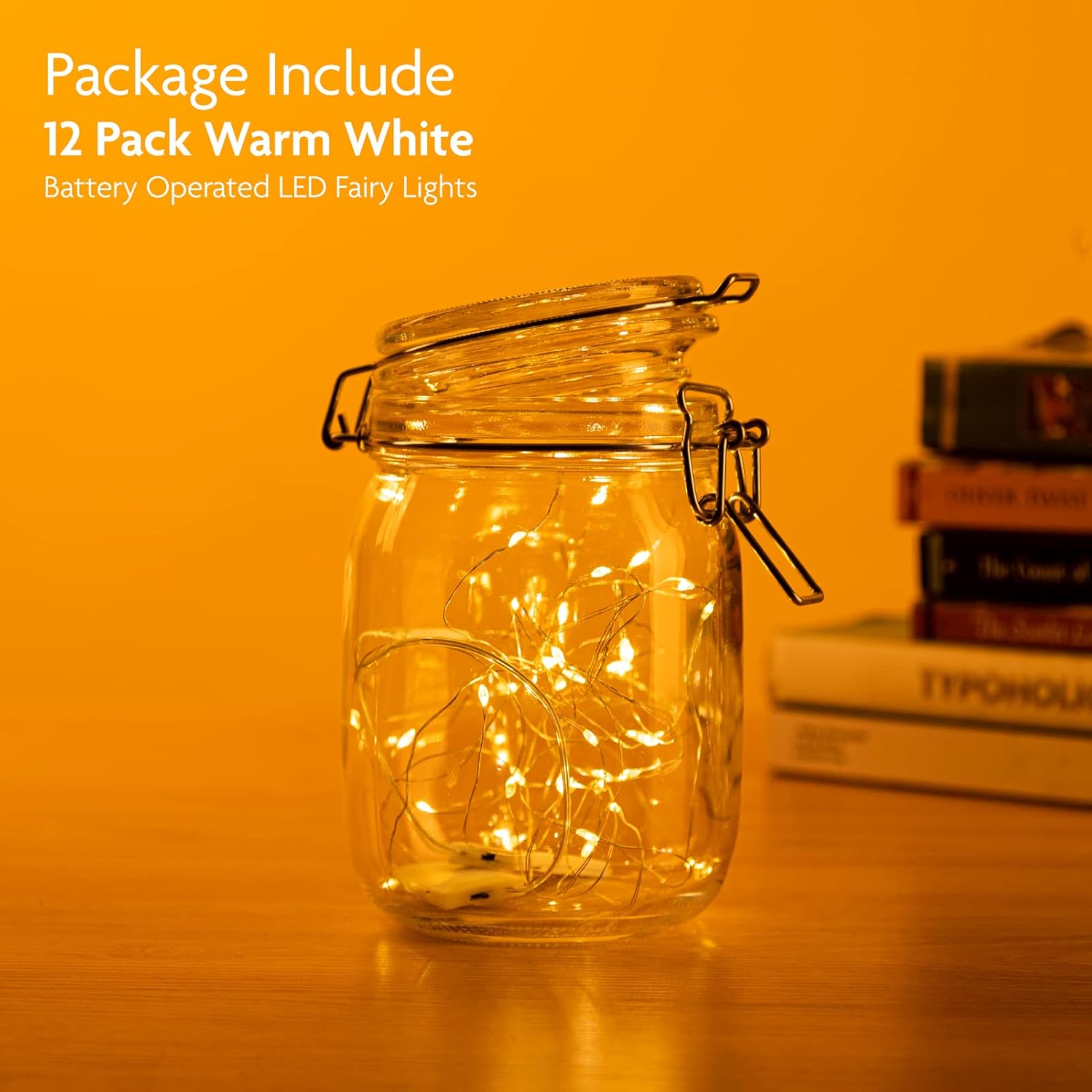 Skiennix 12 Pack Fairy Lights - Waterproof Battery Operated 7ft Copper Wire String Lights | Warm White for Weddings & Parties