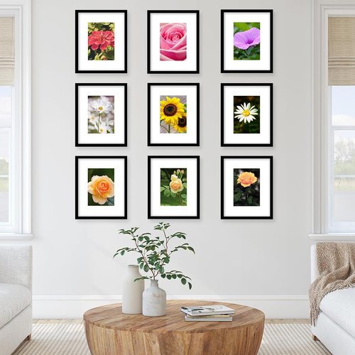 JCJMY 9-Pack 8x10 Picture Frames - Versatile Display for 5x7 with Mat or 8x10 Without Mat | Black Gallery Wall Decor