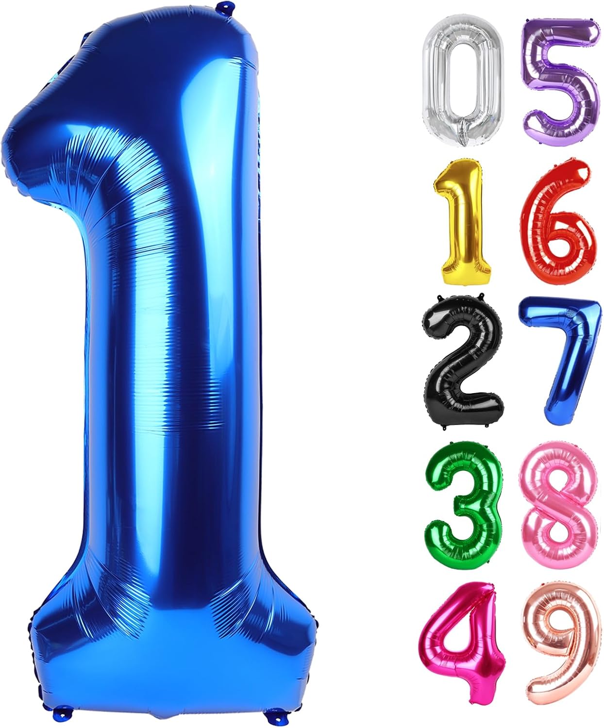 Metallic Blue Number 1 Balloon - 40 Inch First Birthday Decoration for Boys & Girls