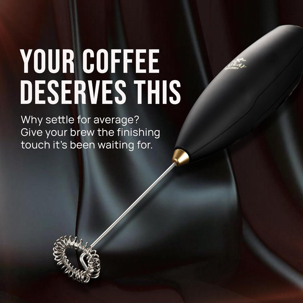 Zulay Kitchen Milk Frother - Handheld Electric Foam Maker with 4 Duracell Batteries | Luxury Gift for Coffee Lovers