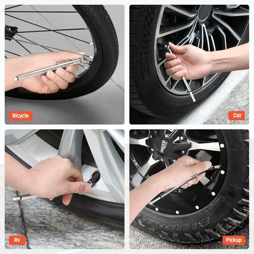 ETENWOLF Tire Pressure Gauge Set - Accurate 10-50PSI & 20-120PSI with 16 Tire Caps | Durable Stainless Steel