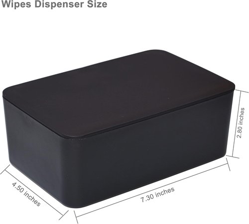 Diaper Wipes Dispenser - Stylish Tissue Storage Box with Lid for Home, Office & Cars | Black