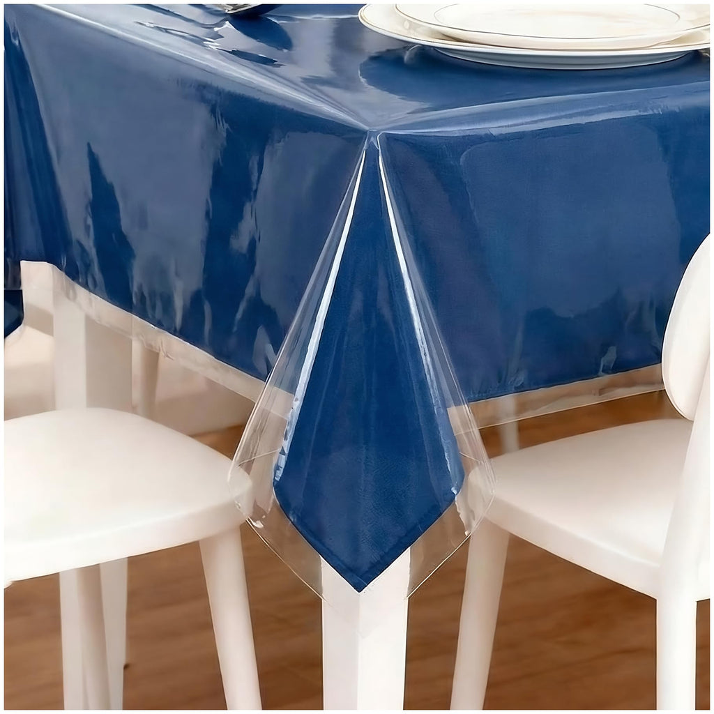 Nuciae Clear Plastic Tablecloth Protector 100% Waterproof Vinyl Table Cover Rectangle Table Cloth Protector Crystal Clear Plastic Tablecloth Cover for Dining Tables Parties Camping 55" x 70" 4-6