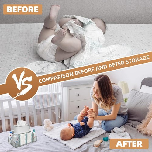GILPWA Diaper Caddy - Clear Acrylic Organizer for Baby Changing Table | Detachable Design for Essentials