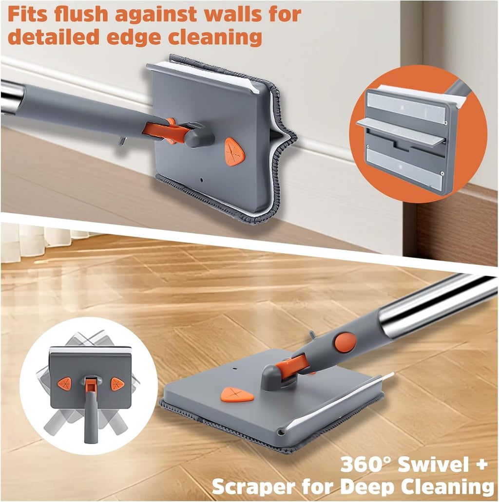 UIMO Wall Cleaner Mop - 2-in-1 Triangle & Rectangle Head with 94" Long Handle | 10 Washable Pads