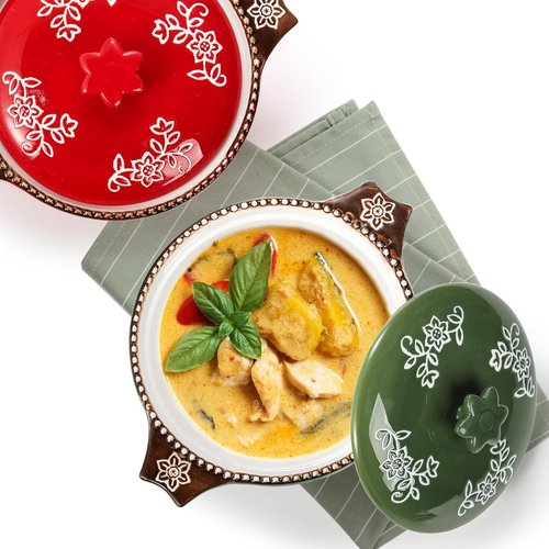 AVLA Ceramic Soup Bowls - 22 OZ French Onion Crocks with Lid & Double Handles | Mini Casserole Set