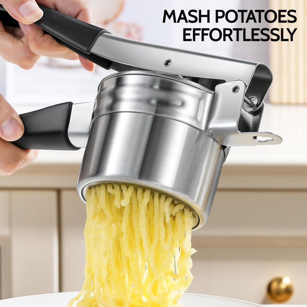 Sopito Stainless Steel Potato Ricer - Heavy Duty Masher with 3 Interchangeable Discs | Kitchen Gadget