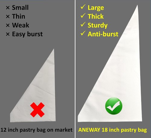 Large Disposable Piping Bags - 18 Inch Thick Plastic Anti-Burst Icing Bags | 100 Pack for Cake Decorating
