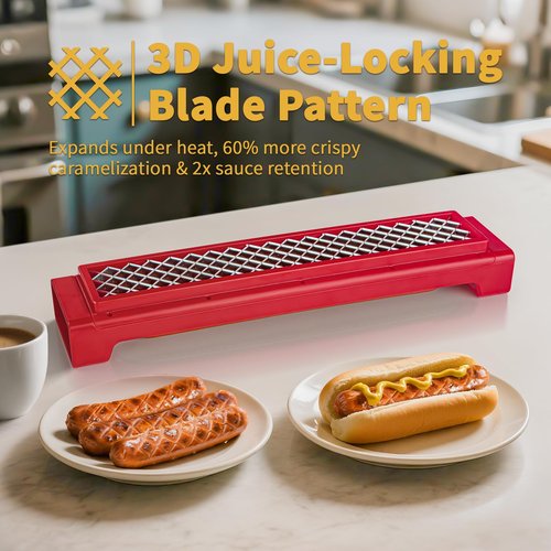 Luvan Hot Dog Cutter Criss Cross – Hot Dog Slicer Tool with One-Touch Release and Handle Food-Grade Stainless Steel Blade Sausage Cutter for BBQ, Grilling, Picnics, Outdoor Cooking, Kitchen & Backyard
