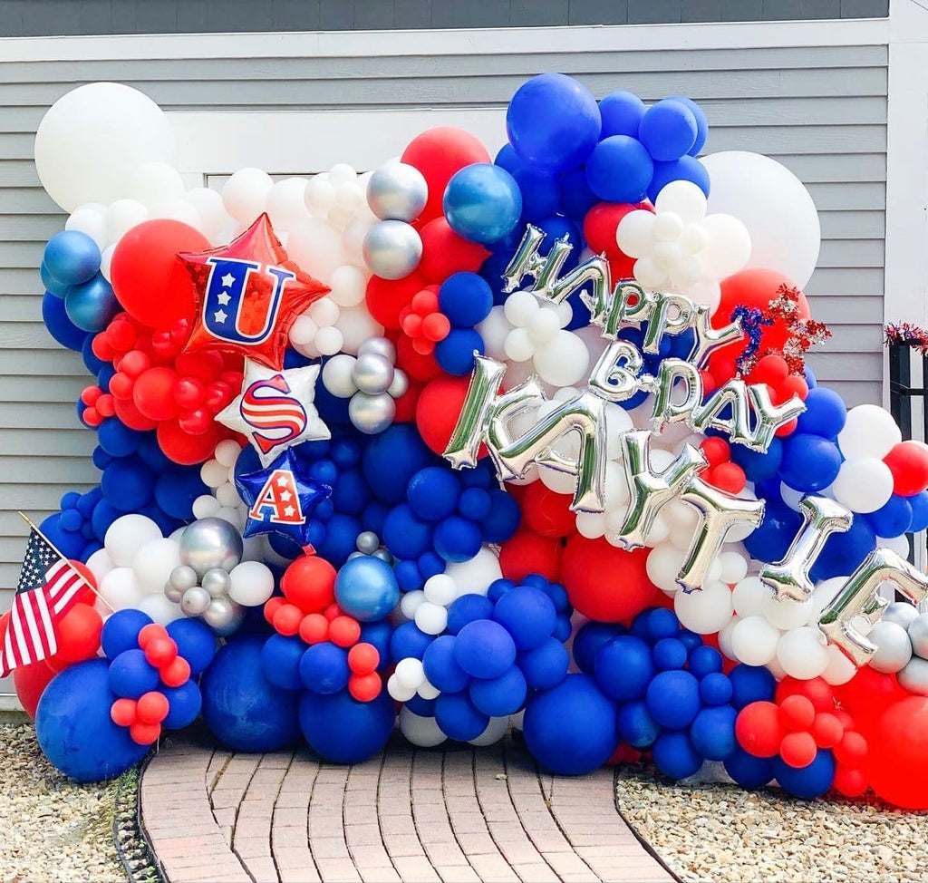 Voircoloria 12-Inch Red, White & Blue Latex Balloons - 105pcs for 4th of July & Graduation Celebrations