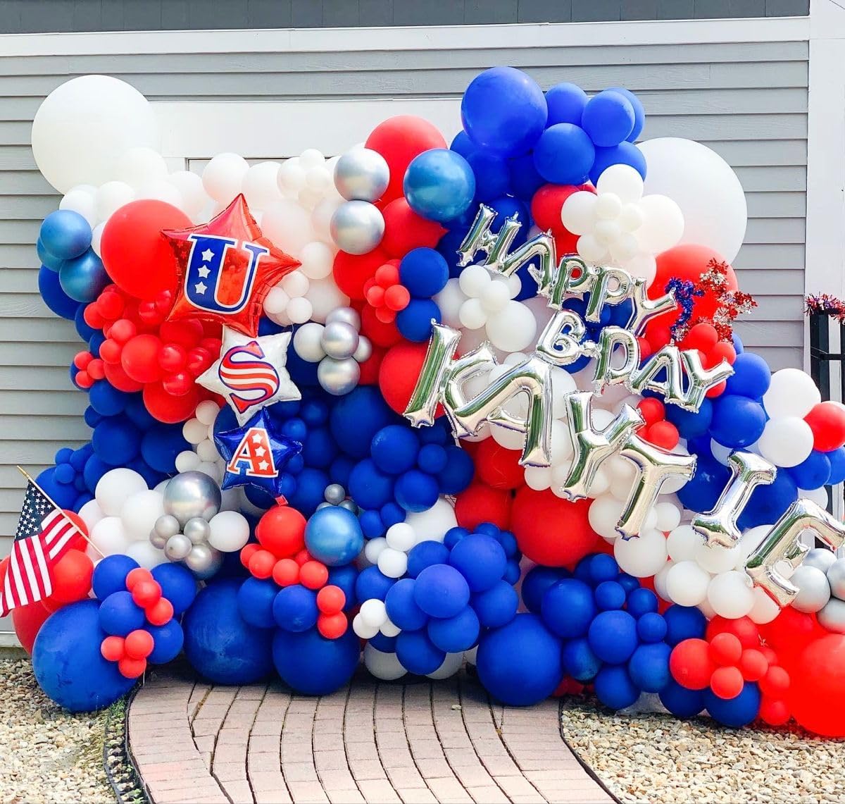 Voircoloria 12-Inch Red, White & Blue Latex Balloons - 105pcs for 4th of July & Graduation Celebrations