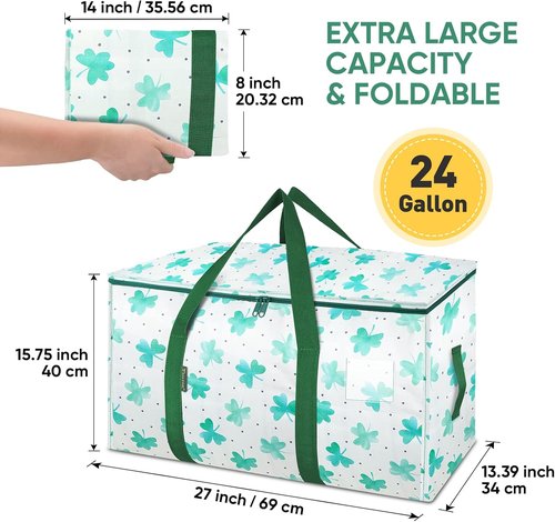 BALEINE Oversized Moving Bags - Heavy-Duty Storage Totes with Reinforced Handles | 2-Pack (Clover)