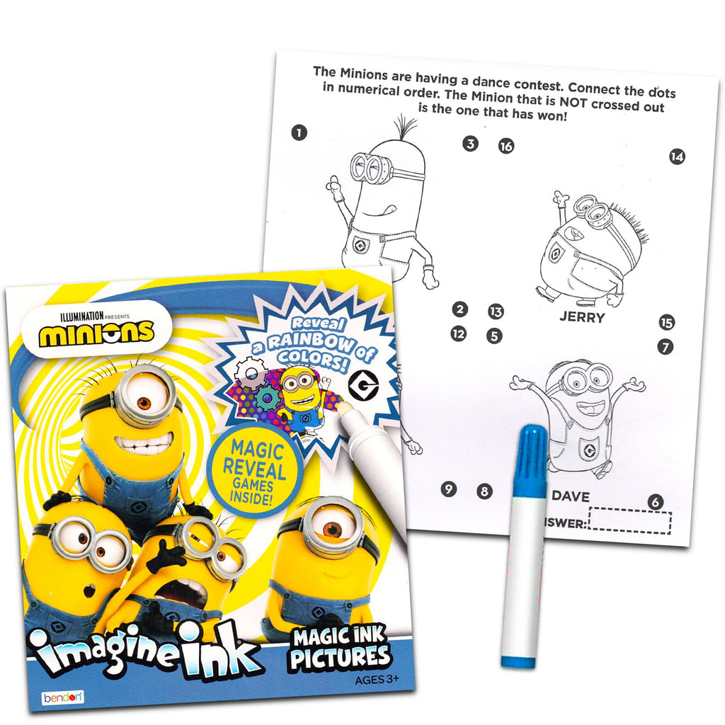 Imagine Ink Coloring Book Bundle Including 3 No Mess Magic Ink Activity Books Featuring Hot Wheels, Paw Patrol, and Despicable Me Minions and Stickers